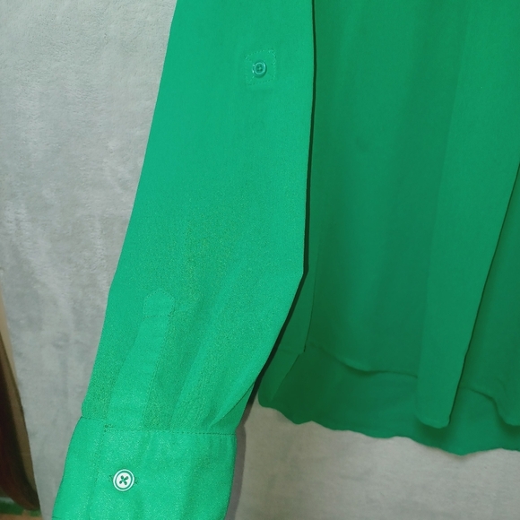 Old Navy Womens Kelly Green Pleated Semi-Sheer Blouse Size XXL Tunic Boho Casual - Picture 5 of 8